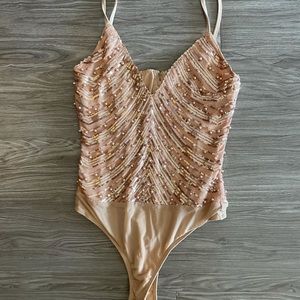 NEW Windsor Rose Gold & Pearl Bodysuit Size Small